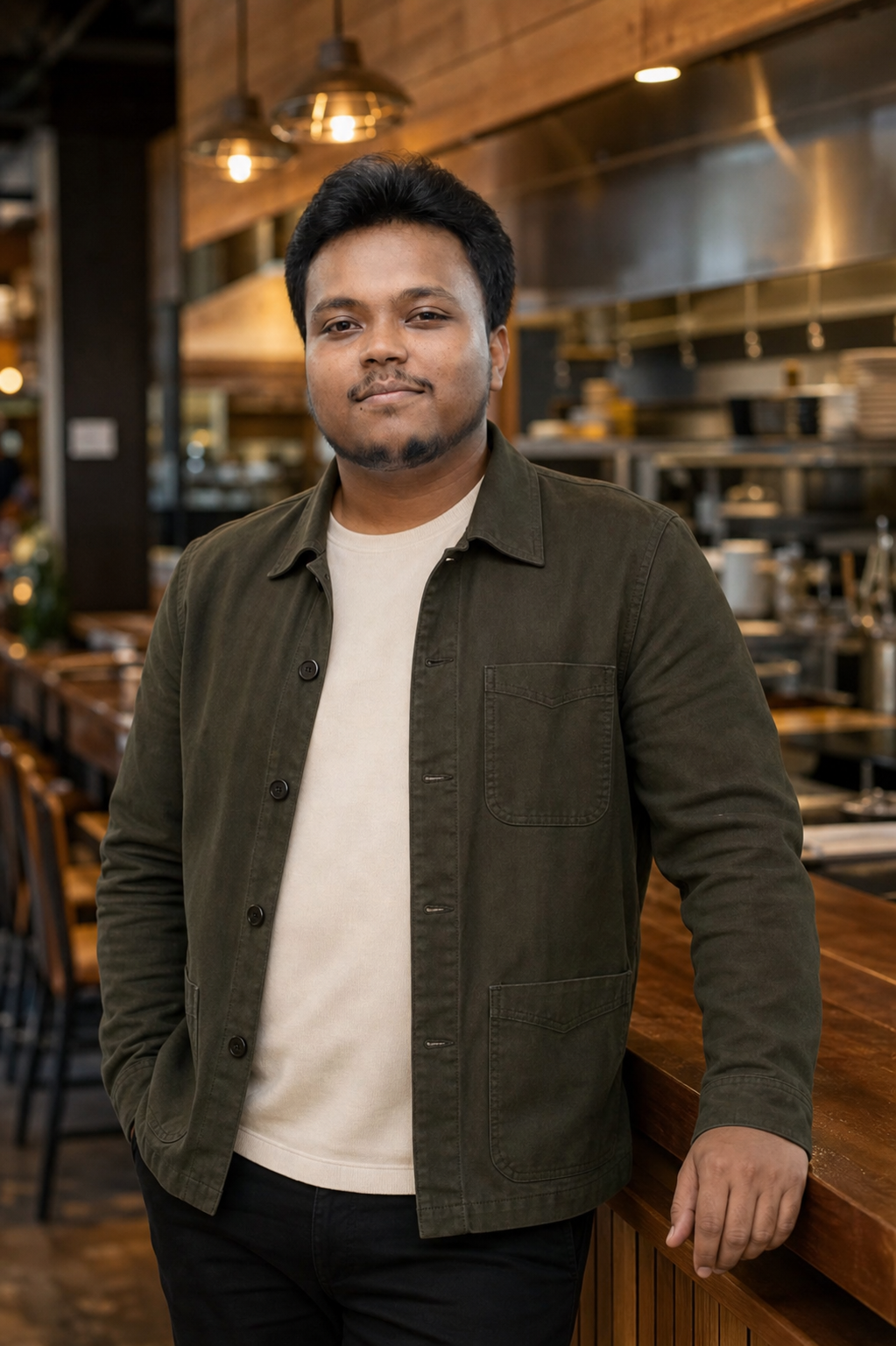 Joydeep working on ideas at a desk