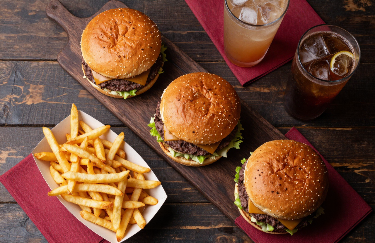Joy’s Grill burgers, fries and drinks
